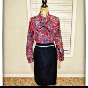 Blue skirt with cream stripe size 8